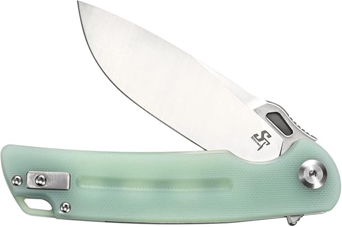 Sitivien ST137 Folding KnifeD2 Satin BladeG10 Handle EDC Tool Knife for Outdoor Hiking Camping Fishing(Jade)