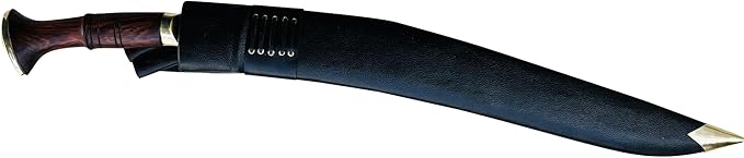 22 Sirupate Kukri - Authentic Hand Forged Blade Large Khukuri - Camping Survival Knife - High Carbon Steel Blade from Nepal - Tempered - Sharp - Rosewood Handle - Water Buffalo Leather Sheath