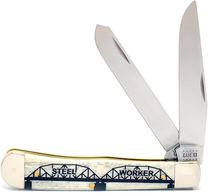 Case XX WR POCKET KNIFE STEEL WORKER SMOOTH NATURAL BONE TRAPPER 4 1/8 INCHES CLOSED ITEM #1067653