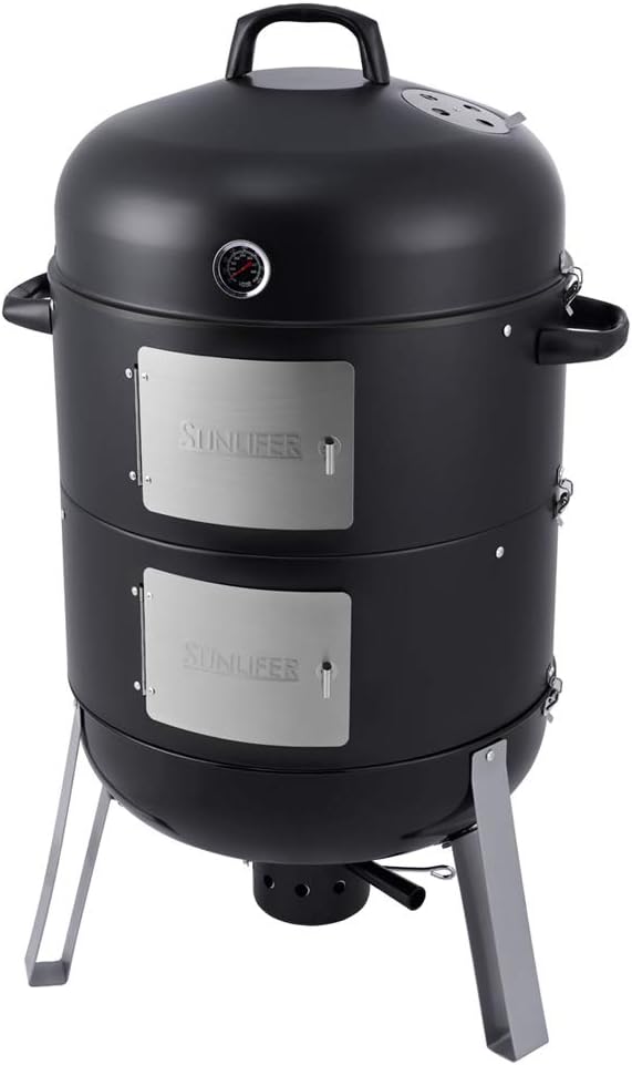 20.5 Inch Vertical Charcoal Smoker and Grill Combo Heavy-Duty BBQ Smokers for Outdoor Cooking Camping
