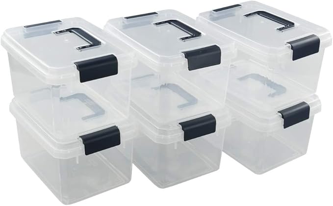 4.5 L Plastic Latch Storage Boxes with Lids 6-Pack Plastic Boxes