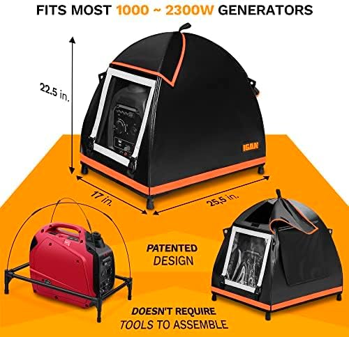 IGAN Small Inverter Generator Tent Cover While Running Compatible for Honda and Most 1000~2300 Watts Generators Portable Outdoor All-Weather Tarpaulin Cover for Rain Orange