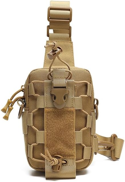 Outdoor Sports Hiking Sling Bag Shoulder Pack Camouflage Tactical Molle Chest Bag - Tan