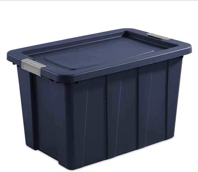 30 Gallon Latching Tuff1 ToteRugged Plastic Bin with LidDark Blue Tuff1 Tote