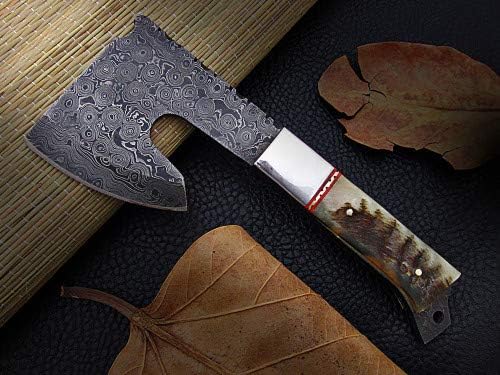 Axe Damascus Steel 7.5 Sheep Horn Handle Mini Axe