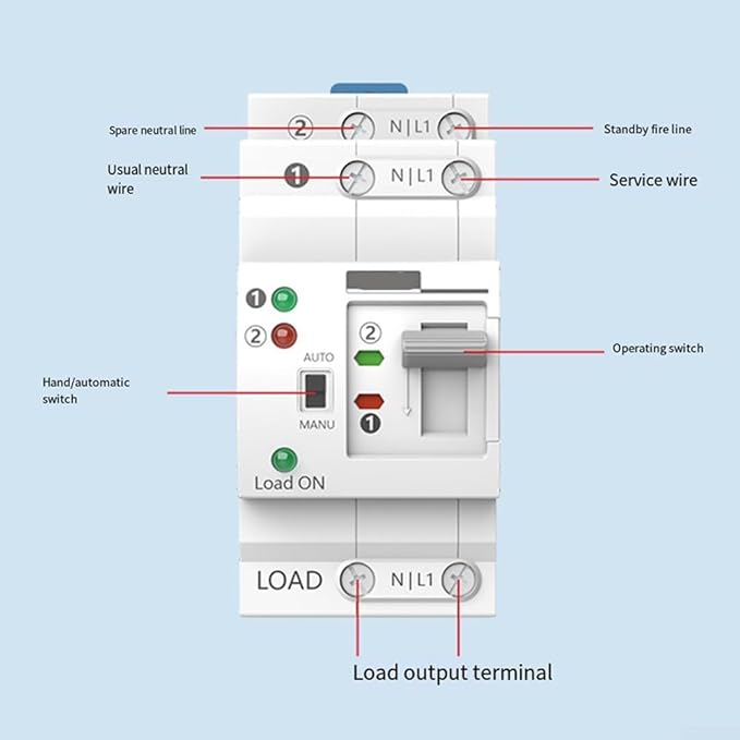 Dual Power Automatic Electrical Transfer Switch for ATS 2P 63A 220V Generator Compatible Seamless Power Supply