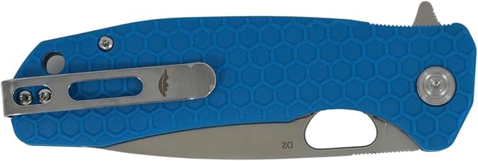 Honey Badger Large Pocket Knife EDC Drop Point Folding Utility Knife 3.6 Steel Blade Reversible Pocket Clip - (3.8oz) Drop Point Large Blue D2 HB1020