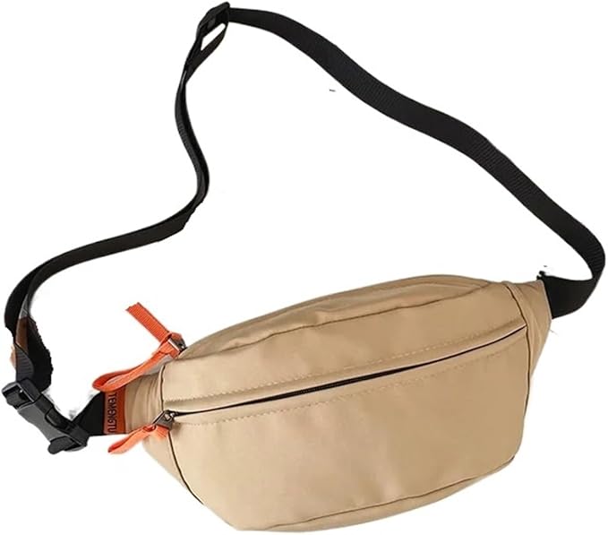 Men Fanny Pack Teenager Outdoor Sports Running Cycling Waist Bag Pack Male Fashion Shoulder(Khaki)