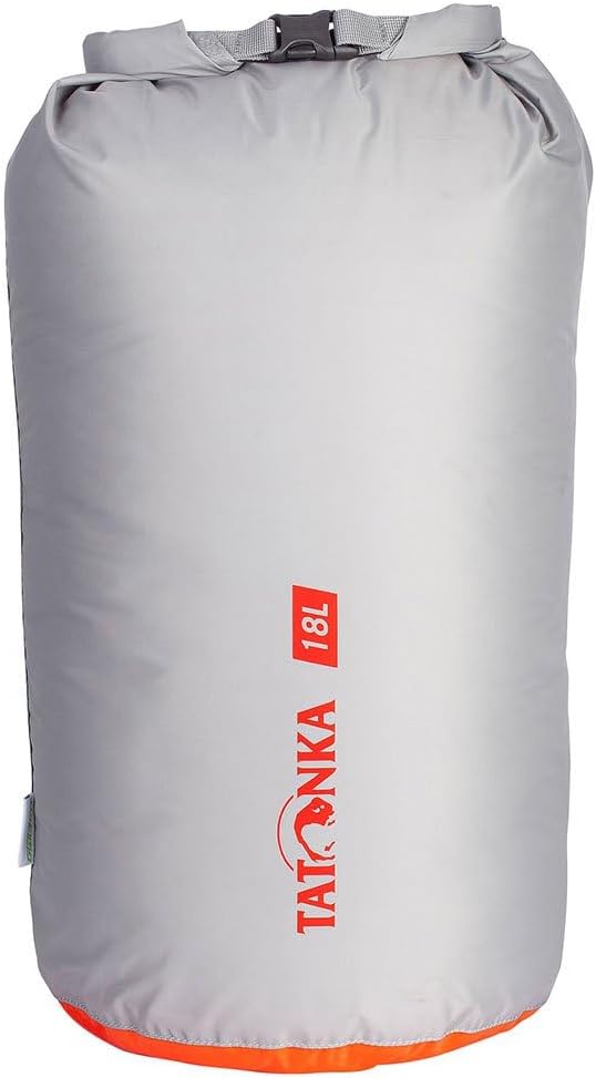 Tatonka Packing Bag Dry Sack 18 L - Waterproof Pack Bag with Roll Closure and Clasp - Made of Recycled Polyester - 18 Litre Volume (grey)