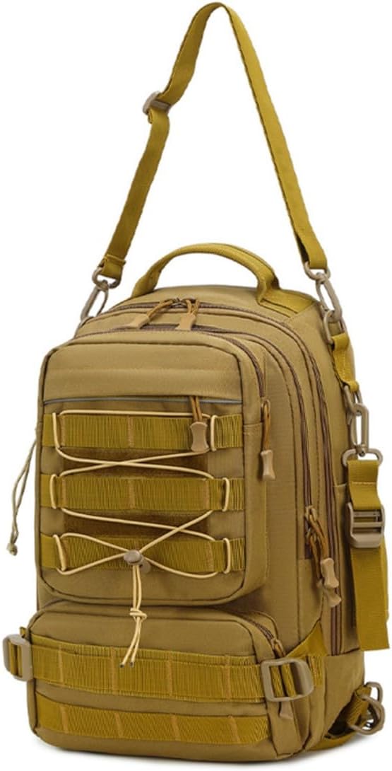 Men Backpacks Tactical Backpack Military Army Daypack For Hiking Camping Travel Hunting Rucksack Molle Bag (Brown 9.8 * 7.5 * 16inch(L*W*H))
