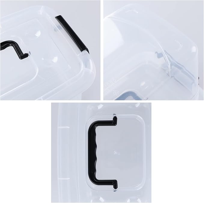 Hespama 6 Packs 6 Quart Lidded Storage Bin Plastic Latch Container Box with Handle R