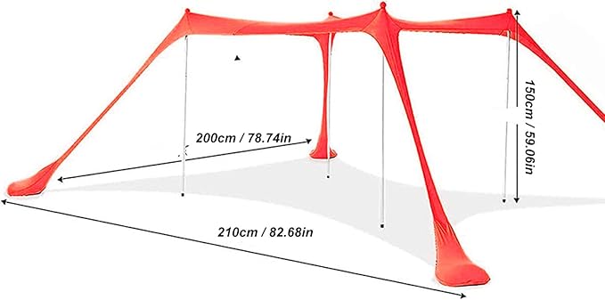 Tall Beach Sun Shelter UPF50+ Stability Pop Up Tent for Camping Spacious &amp Versatile for Family Gatherings Blue Polyester with Iron Poles (Red)