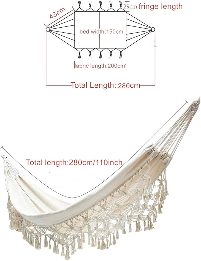 Outdoor Hammock Patio Hammock Beach Vacation Camping Climbing Traveling Hiking Picnic Outdoor Recreation Suitable for 2 Adults with a Maximum Load of 400lbs