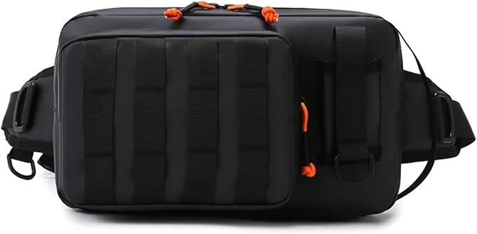 Outdoor Camping Chest Bag Tactical Shoulder Molle Waist Bags Fishing Lure Belt Pack Travel Sling Hiking Hunting Backpack Sac(Black)