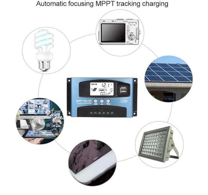 MPPT 100A 12V/24V Auto Focus Tracking Solar Panel Charge Controller Regulator with Dual USB PortLCD Display New Mppt Technical