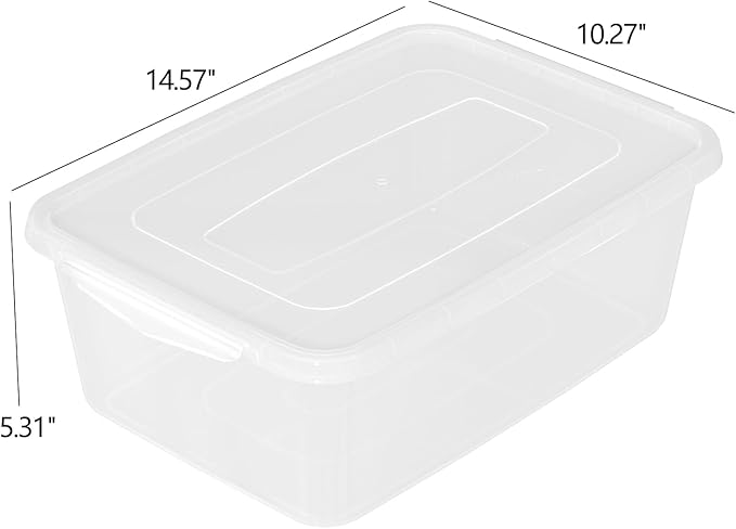 14 Quart Clear Plastic Storage Bin Plastic Latching Containers with Lids 4 Packs