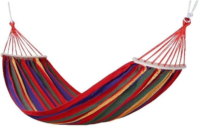 Portable Hammock Portable Outdoor Hammock Camping Travel Chair Rainbow Striped Wooden Stick Swing Garden Leisure Hammocks for Backpacking Beach ( Color : White Transparent Brown Size : 190x100cm )
