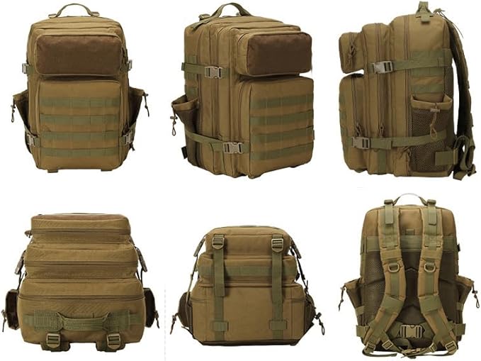 Outdoor Sports Pack Hiking Bag Rucksack Knapsack Combat Camouflage Tactical Backpack - Tan