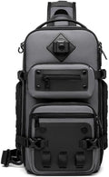Sling Bag Tactical Sling Backpack Anti Theft Shoulder Crossbody Bag Water Resistant Travel Lightweight Casual Daypack(Gray)