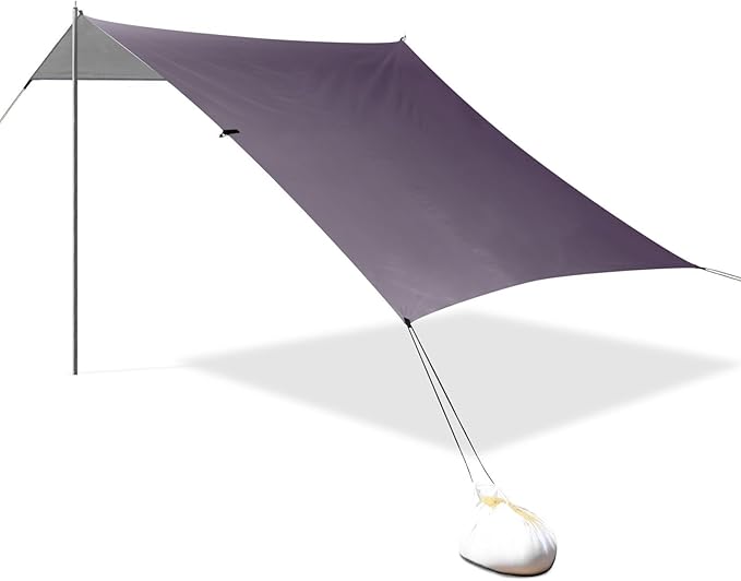 Grey Gradient Beach Tent UPF50+ Protection Lightweight Sun Shelter with Sandbags and Shovel for Camping Fishing Backyard Fun