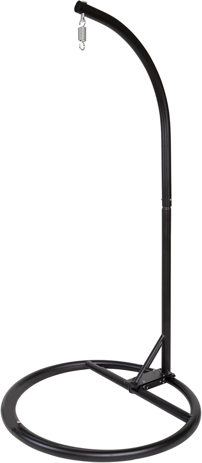 Round Base Heavy Duty Hanging Stand - Powder Coated Hammock Stand for Hammock Chair Indoor and Outdoor (Black)
