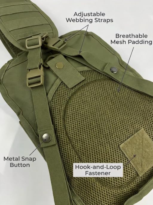 SMONT Army Green Tactical Sling Bag - MOLLE Compatible Daypack Small Durable Backpack for Hiking Commute Work/EDC - Assault Range Bag Crossbody Chest Pack Single Shoulder Pack in Army Green