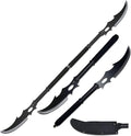 Fantasy Master – FMT-054BK - Dual Fantasy Naginata – 55.5-inches Overall Black and Satin Finish Stainless Steel Blades 550 Paracord Wrapped Nylon Fiber Handles – Fantasy Collectibles Black