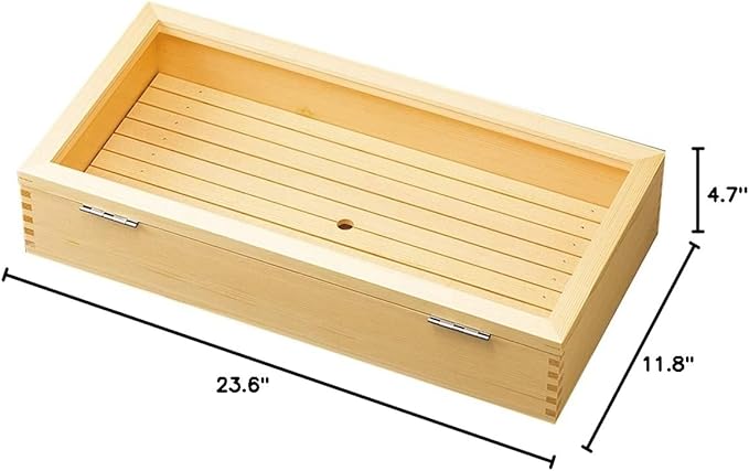 ヤマコー Netting Lid Neta Box 60×30×12cm Plain Wood