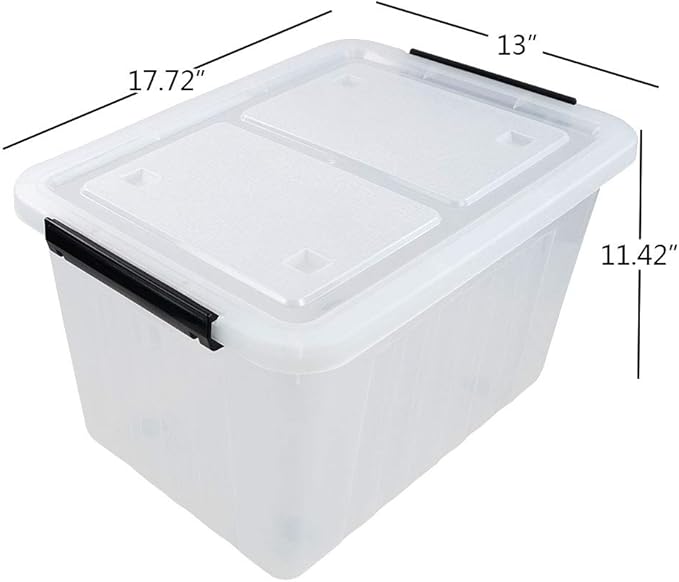 35 Quart Plastic Storage Bin 4 Packs Latching Storage Box with Wheels