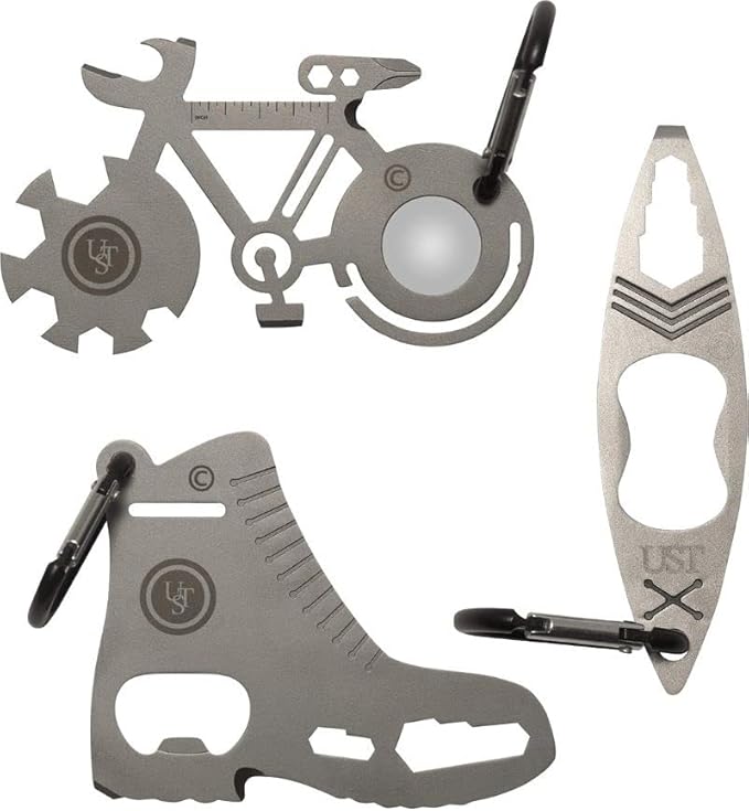 ust Tool-a-Long Carabiner Clip Multi-Tool Bundle Featuring a Themed Collection of Compact Stainless Steel Tools! (Travel Trek Transport)