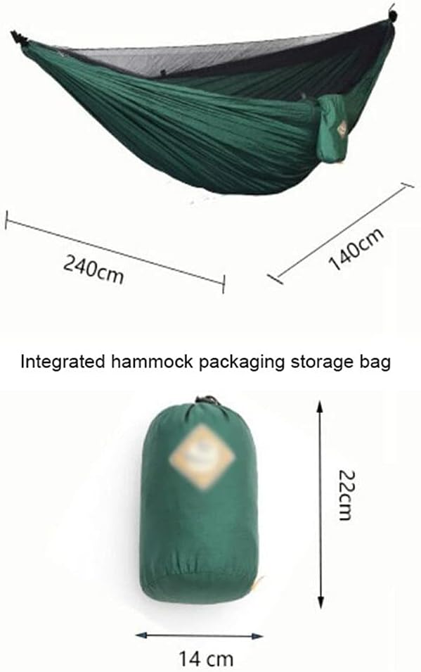 Portable Hammock Nylon Double Parachute Cloth Hammock with Hanging Chair Outdoor Camping （Expand: 140 * 240 cm） for Backpacking Beach