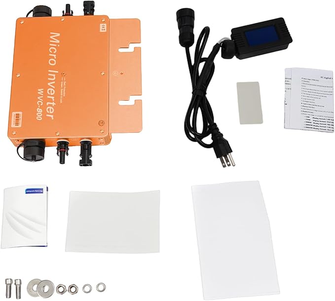 Solar Power Inverter 800W Solar Powered Inverter with LCD Display 22-50VDC 120V (90-140VAC) &amp 230V (170-260VAC) for Commercial Areas Power Plants and Schools (Gold)