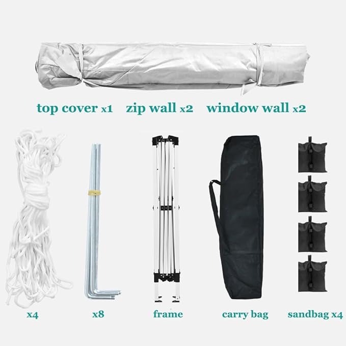 10'x10' Folding Canopy with 4 Removable Sidewalls Outdoor Event Shelter UPF 50+ Gazebo Portable Tents for Parties Beach Camping Wedding EZ Pop Up Canopy Weight Bag + Carry Bag (Blue)