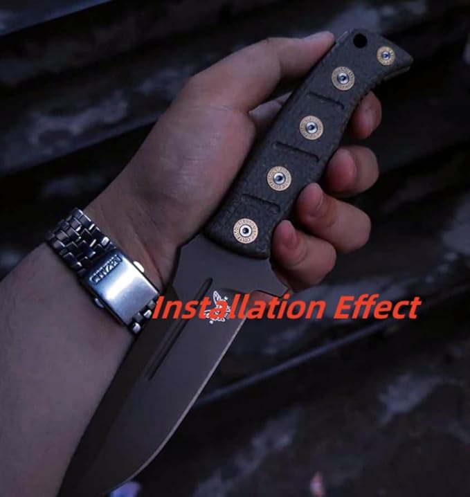1 Pair Micarta Handle Scales Handles Patch DIY Tool Replacement Grips Fit for Benchmade Fixed Adamas 375(Screws Set Included) (Black)