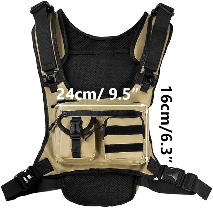 DONGKER Chest BagMulti-Pocket Hiking Travel Chest Pack with Zipper &amp MOLLE System for Hunting Cycling Climbing Fishing