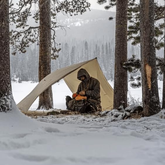 VIAM Outdoors Timberline Desert Tan Tarp: Waterproof Camping Tarp for Hunting Glassing Hammock Rain Fly Ultralight Backpacking Gear Sun Shelter &amp Heavy Duty Outdoor Protection