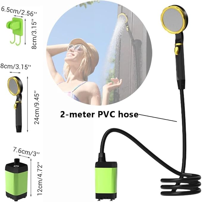 Portable Camping Shower 7800/9000mAh Rechargeable Camping Shower with Intelligent Digital Display Outdoor Camp Pump with Power Display for Hiking Travel Car Pet 7800mAhOrange