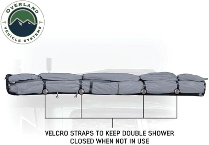 Overland Vehicle Systems HD Nomadic Shower &amp Privacy Room with Roof - Double Person Quick Deploying - 420D Oxford Rip Stop Fabric - for Car Truck SUV and Trailer - Universal Fitment