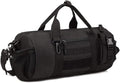 UNISTRENGH Tactical Duffle Cylinder Packs Tote MOLLE Handbag Gear Military Travel Carry On Shoulder Barrels Messenger Bags Small Valise (Black)