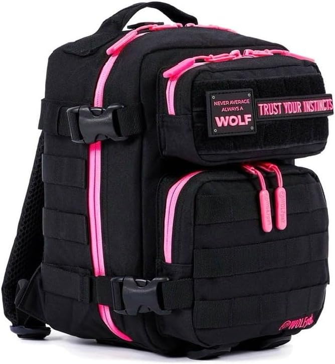 WOLFpak 9L Mini Meal Prep Management Backpack (Black Neon Pink) Lunch Box Cooler Travel Insulated Bag Daypack
