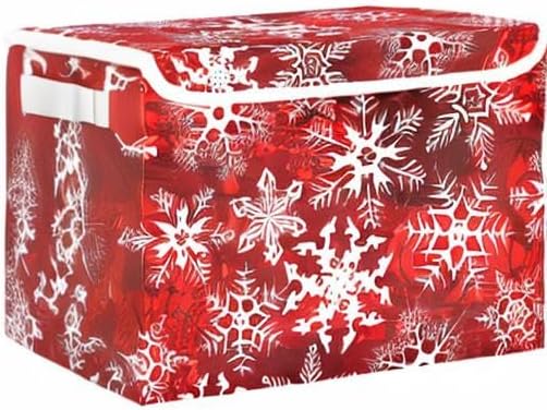 senya Christmas Baskets Collapsible Storage Bins with Lids Christmas Red Pattern with Snowflakes Flower Storage Boxes Clothes Baskets for Organizing