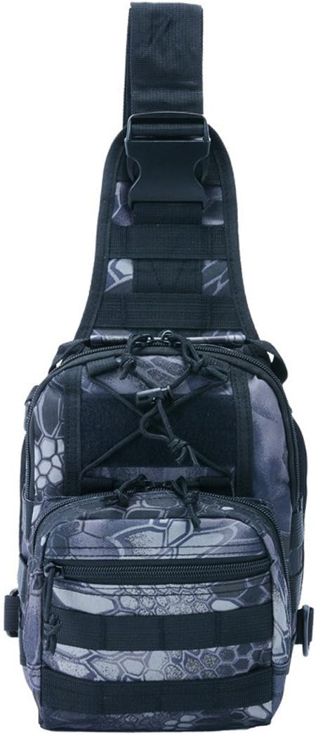 Tactical Sling Bag Pack Military Rover Shoulder Sling Backpack EDC Molle Assault Range Bag (Python Pattern Black)