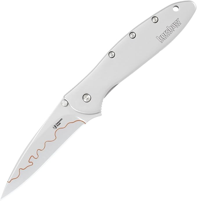 Kershaw Leek BlackWash Pocket Knife (1660BLKW) 3 Sandvik 14C28N Steel Blade 410 Stainless Steel Handle BlackWash Finish SpeedSafe Assisted Open Frame and Tip Locks Reversible Pocketclip 3 OZ