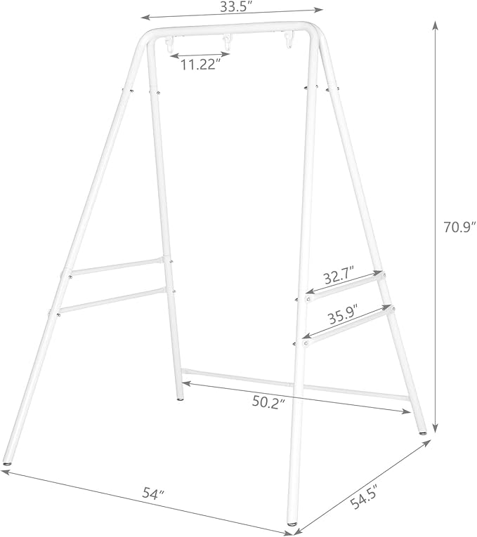 Hammock Chair StandMulti-Use Metal Swing Stand FrameHeavy-Duty Hammock Stand Only for Outdoor Indoor Porch Backyard200kg CapacitySwing Chair not IncludeEasy to Assemble (White)