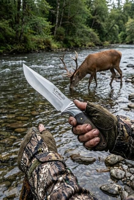 iFIELD Sport Hunting Knife Camper EL29009 Outdoor Knifewith 5.5 inch Blade Size Survival Knife Includes Brown Leather Sheath Camping Tool for Fishing Hunting Sport Activity