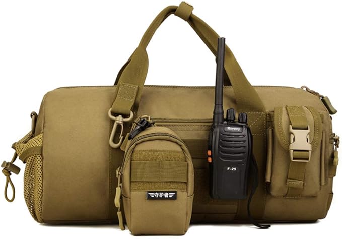 UNISTRENGH Military Tactical Molle Duffle Bag Travel Sports Outdoor Gym Pack Army Carry On Bag Lightweight Tote Handbag for Camping Hiking or Other Outdoor Activities (Coyote Brown)