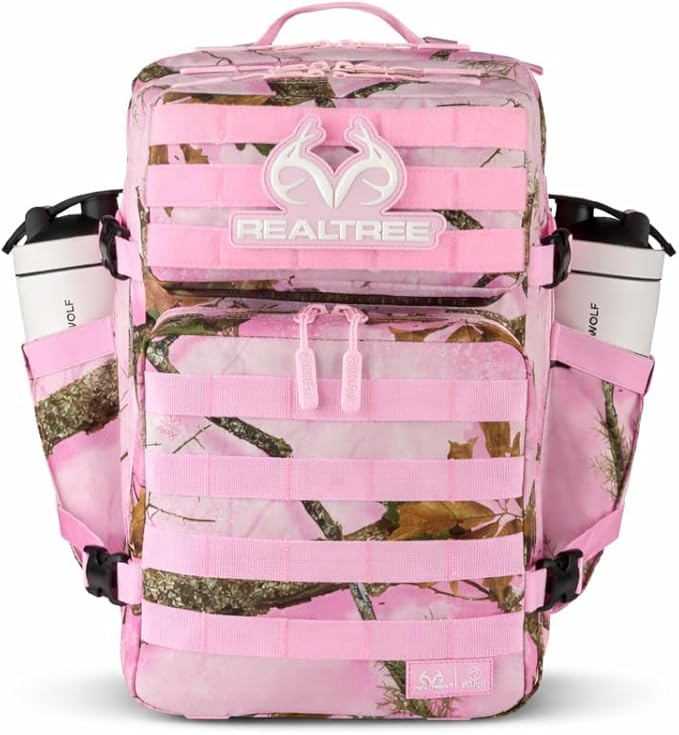 WOLFpak 35L Athletic Gym Backpack (Realtree APX Flushing Pink) - Durable 1000D Waterproof Oxford Material with MOLLE Webbing Laptop Pocket &amp Dual Cup Holders Durable Fitness/Travel/Military Dayp
