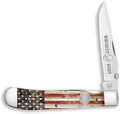 WHISKEY BENT HAT CO. Locking Trapper Folding Pocket Knife 4.125 Closed Length 440C Stainless Steel Blades (Patriot - Plain Edge)