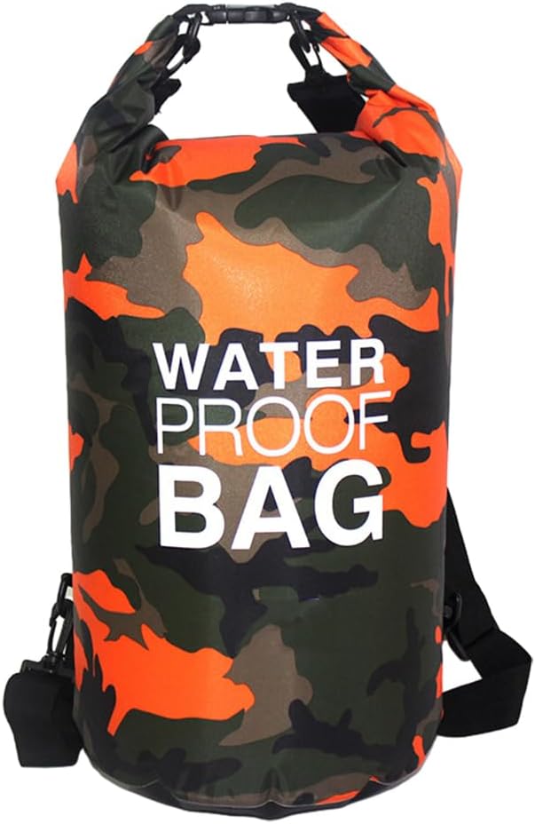 CANDeal Camouflage Waterproof Dry BagLightweight Roll Top Dry Storage Backpack for Kayaking Beach Rafting Boating Hiking Snowboarding Swimming Camping and Fishing