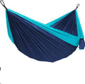 Double Camping Hammock Portable Indoor Outdoor Tree Hammock with 2 Hanging StrapsLightweight Nylon Parachute Hammocks for Backpacking Travel(Navy Blue/Dark Blue)